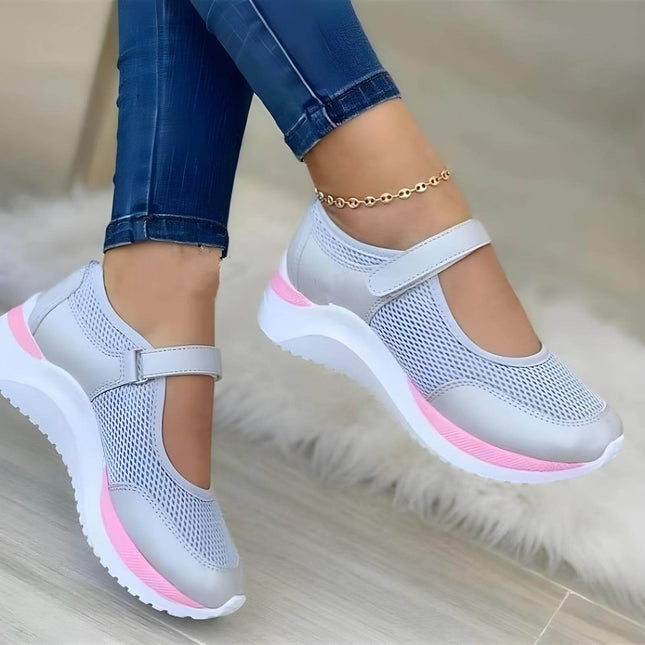 Zapatillas Zenithi Activa Plus plateadas para mujer, tejido respirable, suela antideslizante, elegancia y confort.
