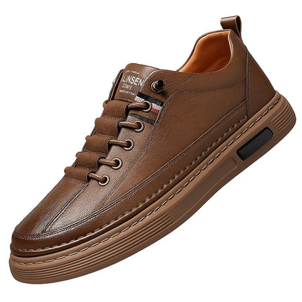 Zapato de cuero auténtico marrón para hombres, diseño moderno y cómodo, ideal para moda urbana.