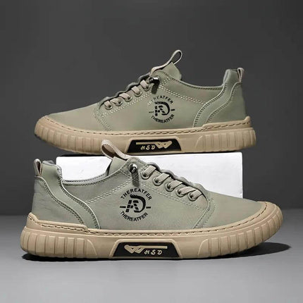 Zapato Street Core verde oliva para uso urbano, material tejido fly-knit transpirante, diseño juvenil y moderno.