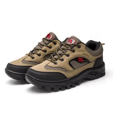 Zapato trekking Force masculino, suela negra cómoda, cuero vaca marrón, forro transpirable, ideal para senderismo.