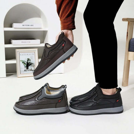 Zapatillas invierno marrones de cuero suave para hombre, diseño moderno y transpirable, ideales para el frío.