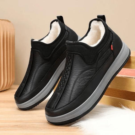 Zapato invernal suave para hombre, negro, plantillas transpirables, forro cálido, diseño moderno y cómodo.