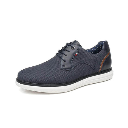 Zapato de hombre ZENITHI azul con cordones, estilo casual elegante, suela blanca, material texturizado.