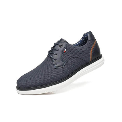 Zapato casual elegante para hombre ZENITHI, color azul marino, con cordones y suela blanca, estilo versátil.