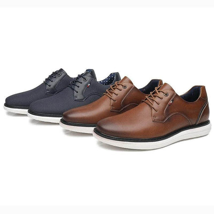 Zapatos de hombre ZENITHI casuales elegantes, colores marrón y azul marino, diseño con cordones para estilo urbano.
