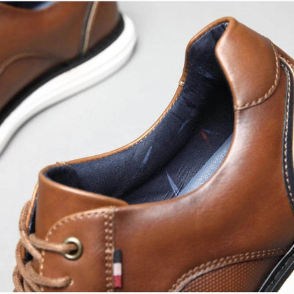 Zapatos de hombre ZENITHI casuales elegantes con cordones, cuero marrón, estilo argentino.