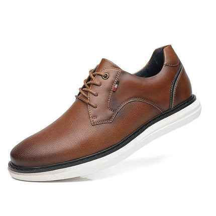 Zapato de hombre ZENITHI casual elegante, color marrón, con cordones y suela blanca, ideal para ocasiones formales y casuales.