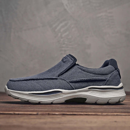 Zapatos de lona azul sin cordones para hombres, suela antideslizante y resistente, cómodos y transpirables.
