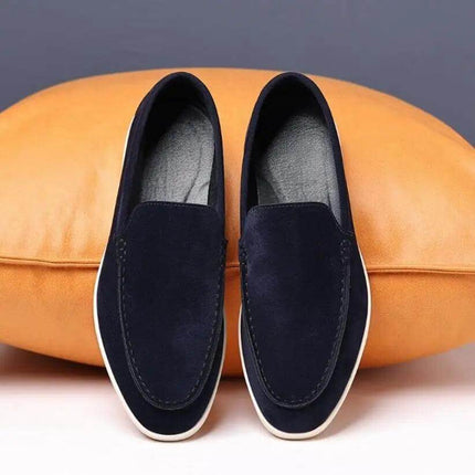 Zapatos informales sin cordones para hombre, color azul marino, cómodos y elegantes para uso diario.