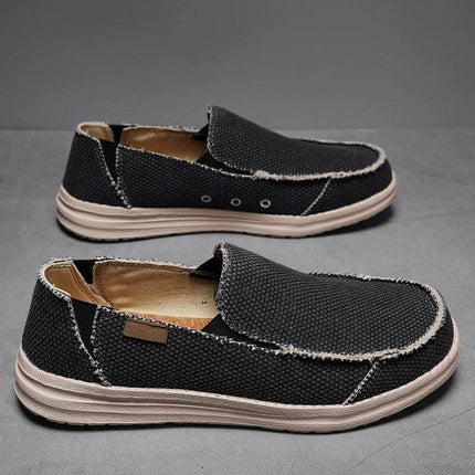 Zapatos informales para hombres, de lona negra, transpirables